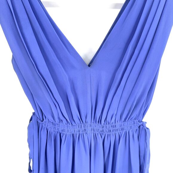 ANTHROPOLOGIE | HD IN PARIS Lavana Blue Purple Chiffon Side Tie Mini Dress Sz 2P - Picture 3 of 6
